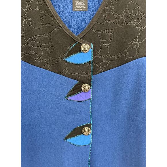 Red Rover Fleece Art to Wear Embroidered Applique Mixed Media Artsy Vest - 3X - Picture 6 of 10